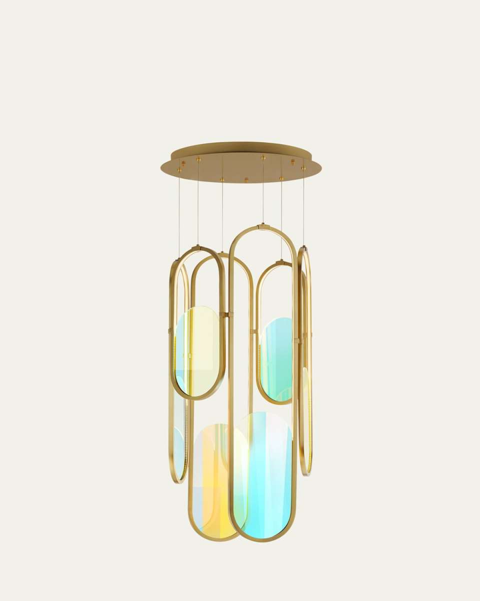 Trance 39" 6-Light Dichroic Glass Chandelier